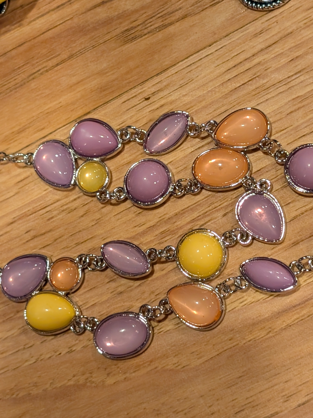 Pastel Multi-Stone Drop Necklace - Lavender, Peach & Yellow